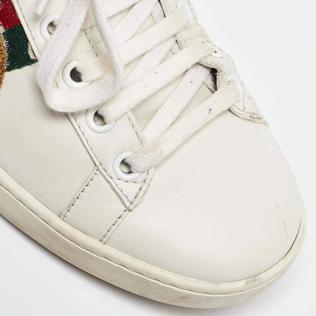 Gucci Gucci White/Red Leather and Snake Embossed Leather Ace Pineapple Sneakers Size 36 7
