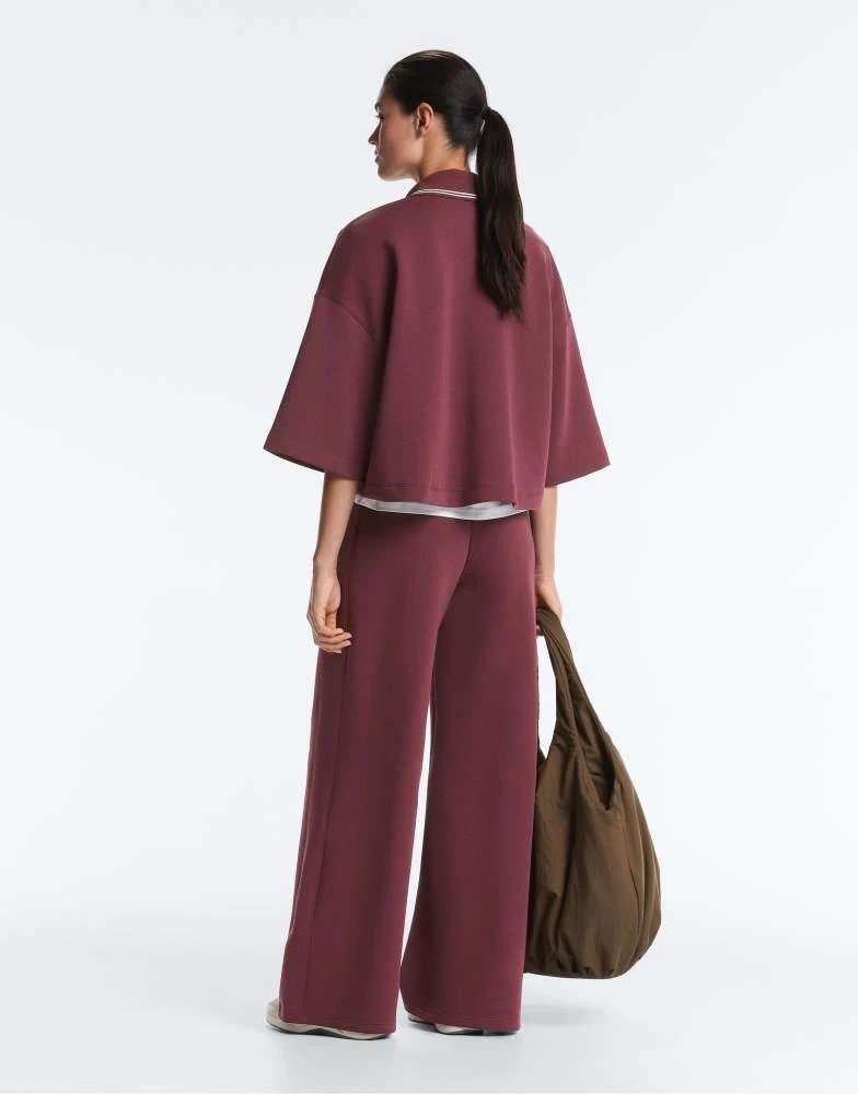 OYSHO OYSHO Straight-leg cotton blend trousers in purple 4