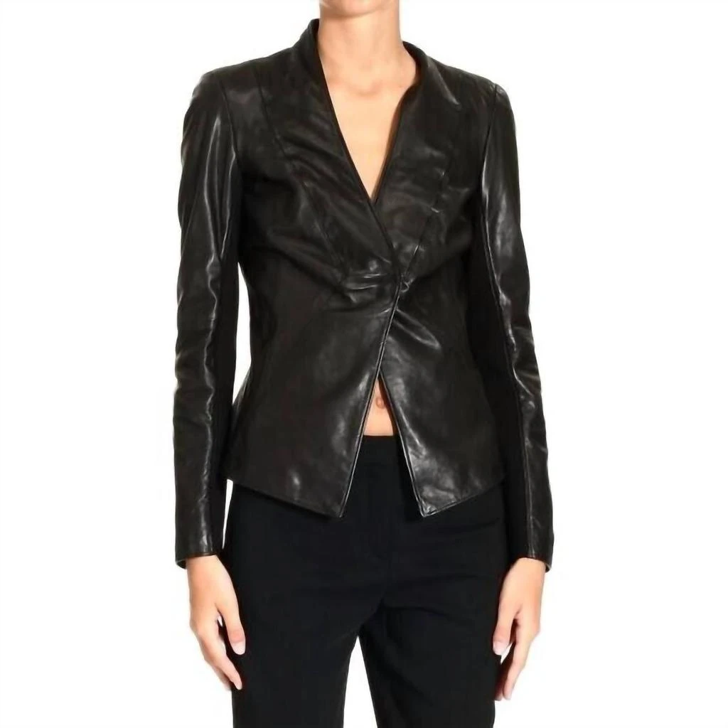 Emporio Armani Women's Leather Jacket In Brown 1