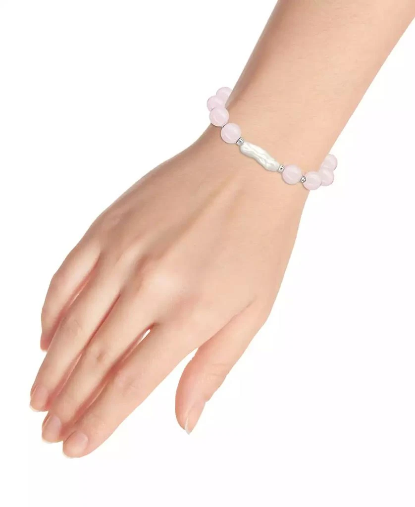 Macy's Genuine Stone Bead Biwa Pearl Stretch Bracelet 2