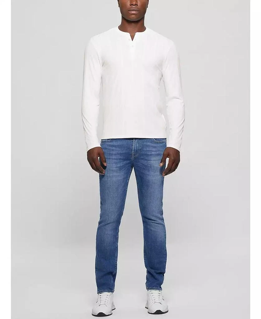 GUESS Men's Brentwood Rib Knit Henley T-shirt 4