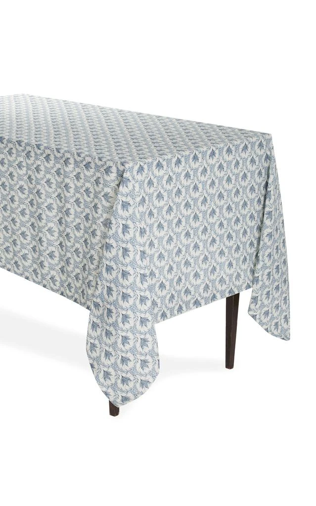 MoDA Moda Domus - Lily of the Valley Printed Linen Tablecloth 70 x 144" - Blue - Moda Operandi 1