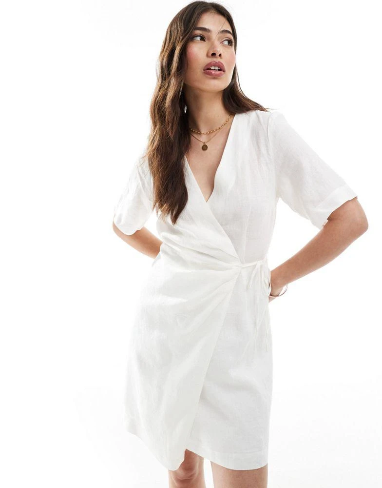 & Other Stories & Other Stories linen wrap mini dress in white 1
