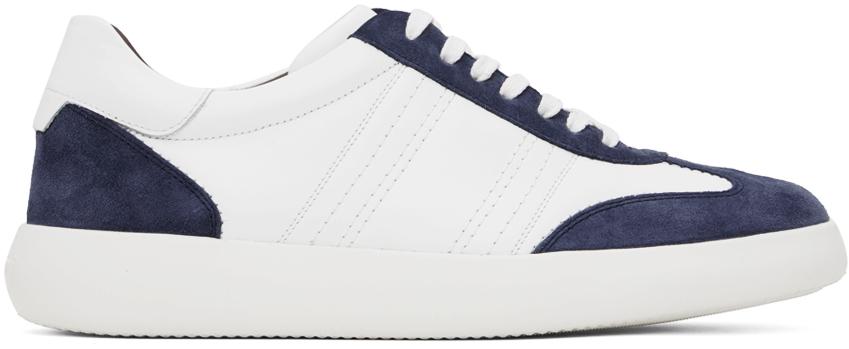 Brioni White & Navy Suede And Calf Leather Sneakers