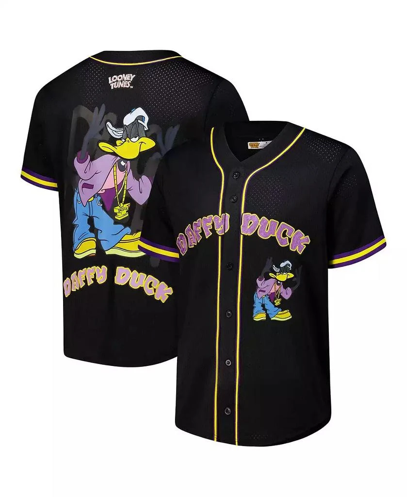 Freeze Max Men
s Black Looney Tunes Hip Hop Daffy Button-Up Baseball Jersey