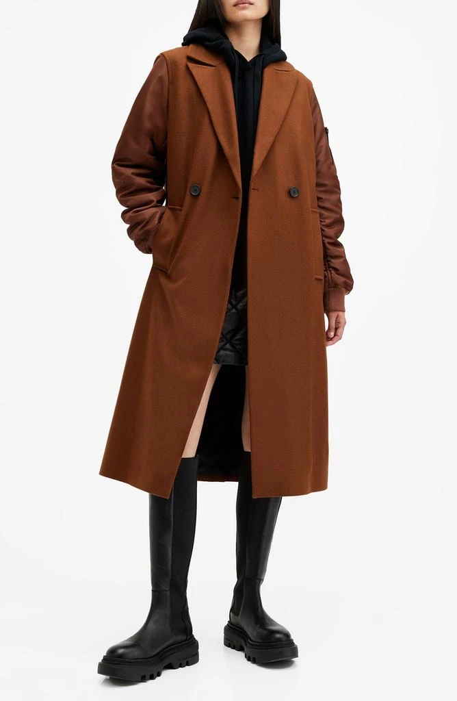 ALL SAINTS Paulah Mixed Media Wool Blend Coat