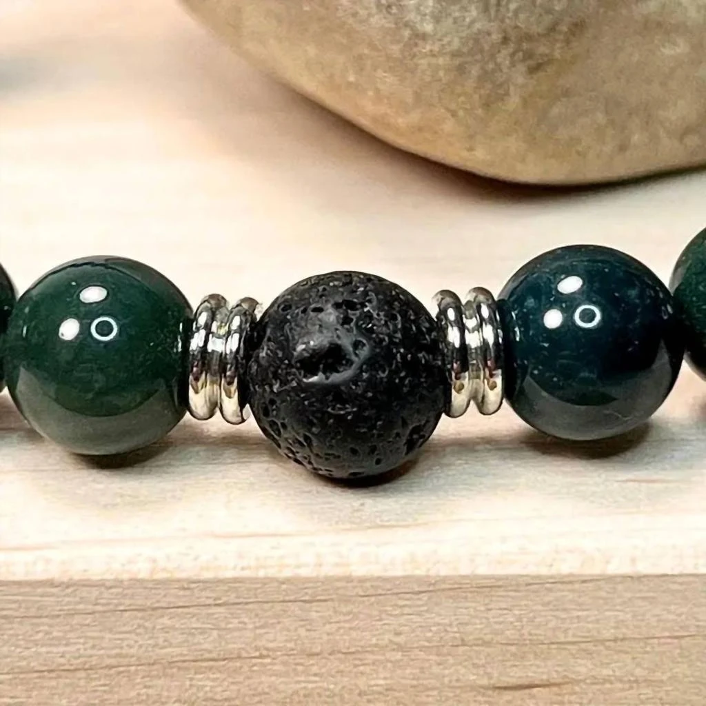 FAIRE Faire - Moss Agate 
Lava Gemstone Mala Bracelet 3