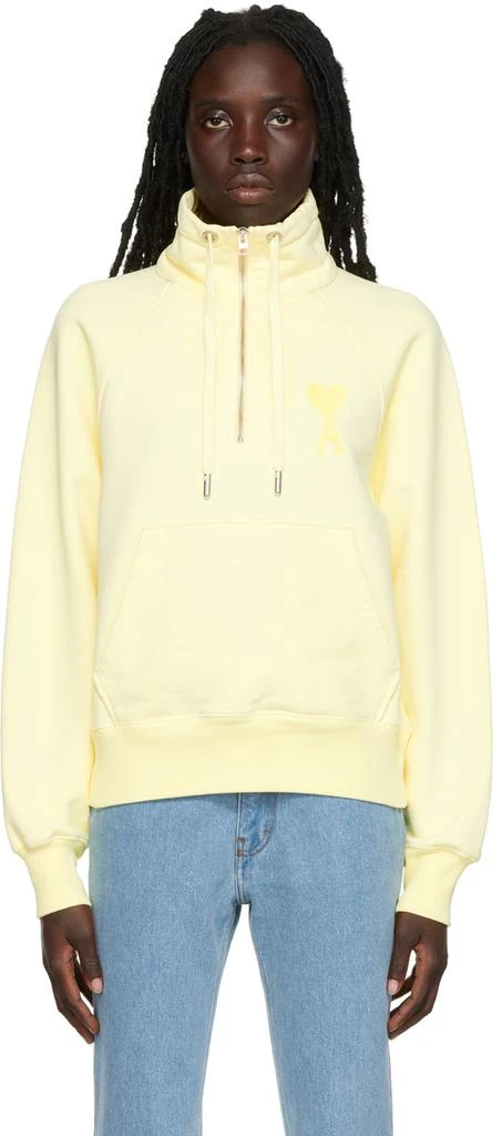 AMI Yellow Ami de Cœur Half-Zip Sweatshirt 1