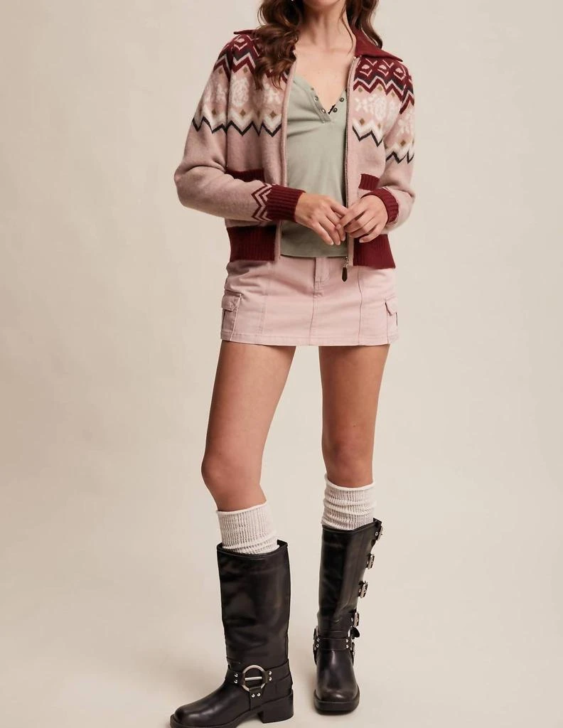 Listicle Listicle - Retro Floral Knit Zip Up Cardigan 6