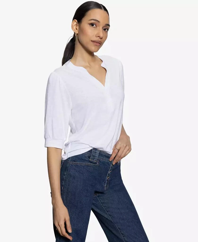 Sanctuary Women's Mixed-Media Button-Front Tee 3