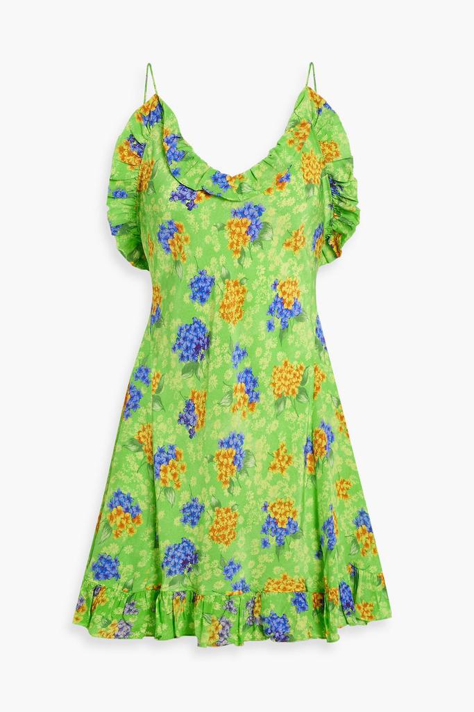 LES RÊVERIES Ruffled floral-print silk crepe de chine mini dress