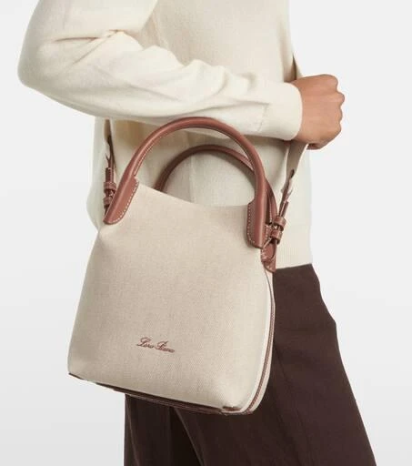 Loro Piana Bale Small leather-trimmed canvas tote bag 2