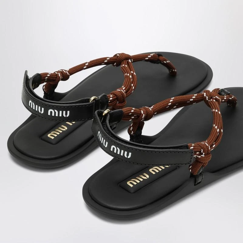 Miu Miu Tobacco-coloured Riviere sandal in rope and leather 5