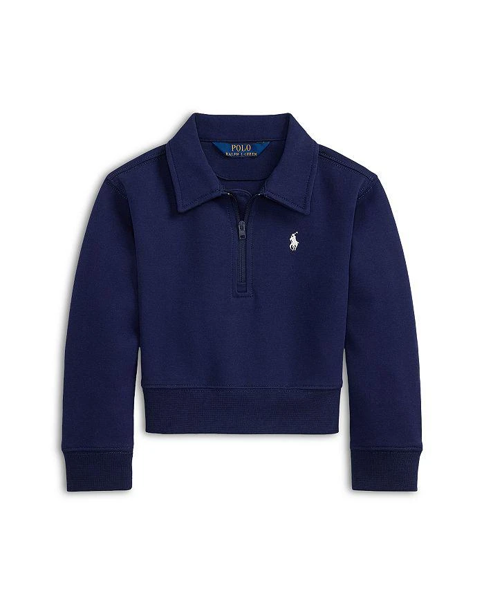 Ralph Lauren Girls' Double Knit Collared Boxy Sweatshirt - Little Kid