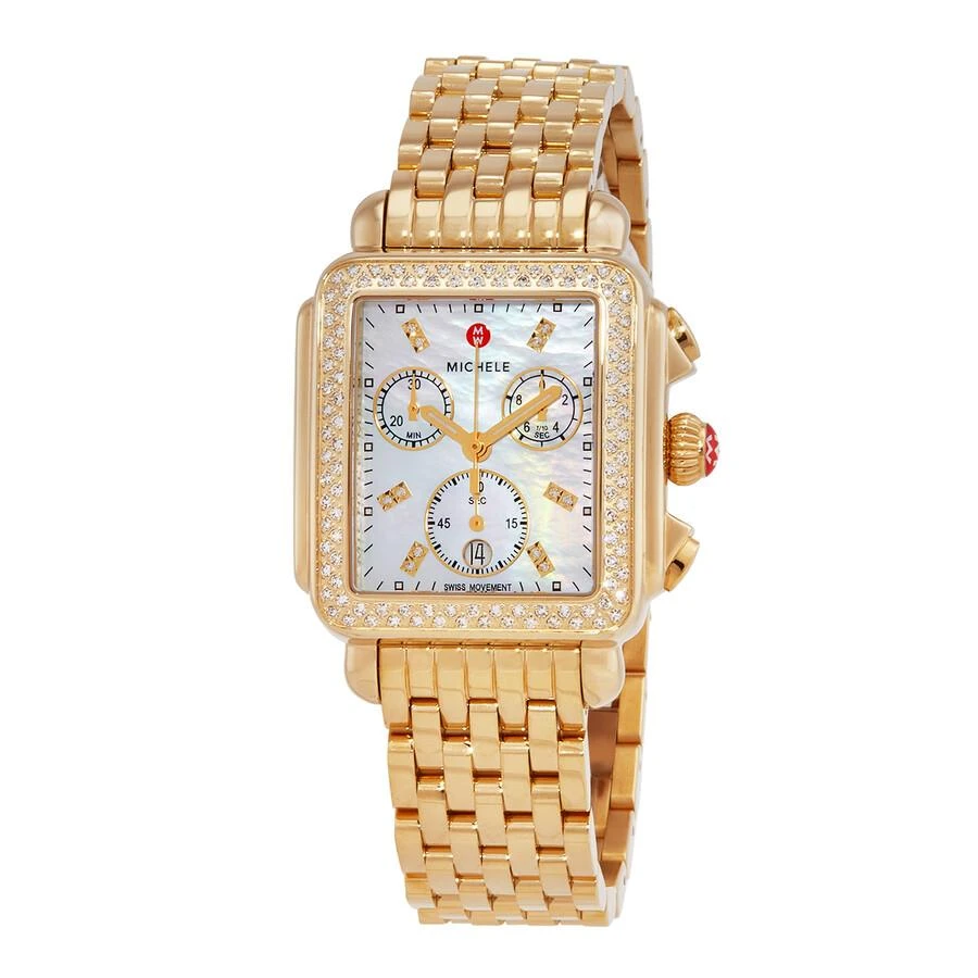 Shop Michele Chronograph Quartz Diamond White Mother of  display picture 1