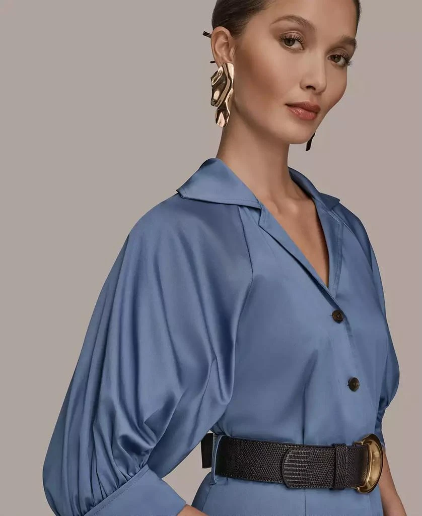 Donna Karan Women
s Collared Belted Midi Dress 4