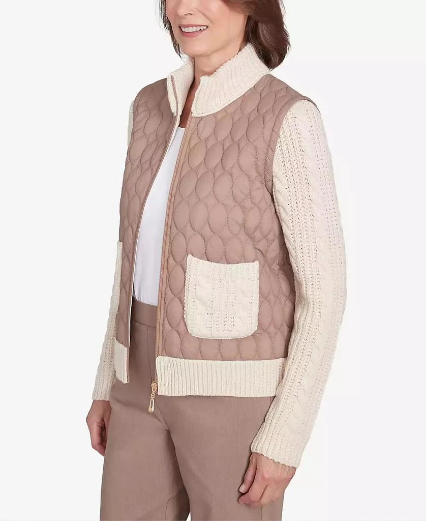 Alfred Dunner Petite Telluride Sweater Trim Quilted Jacket 4