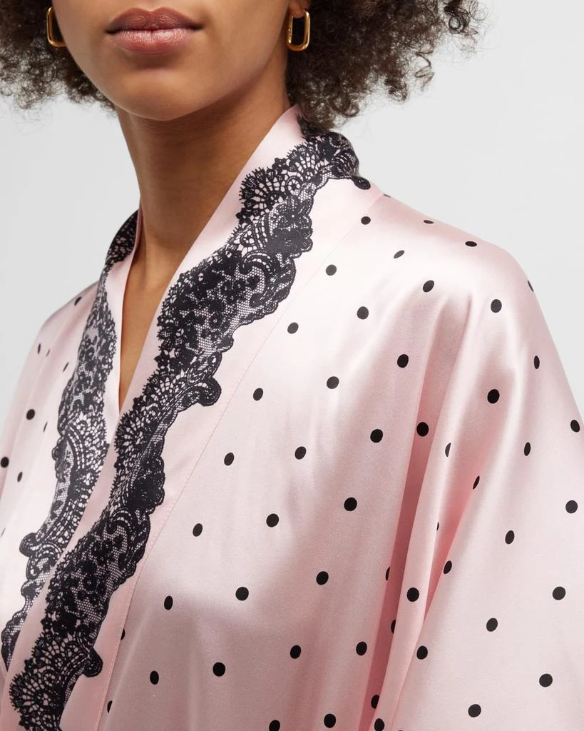 Christine Lingerie Polka-Dot Lace-Trim Short Silk Robe 5