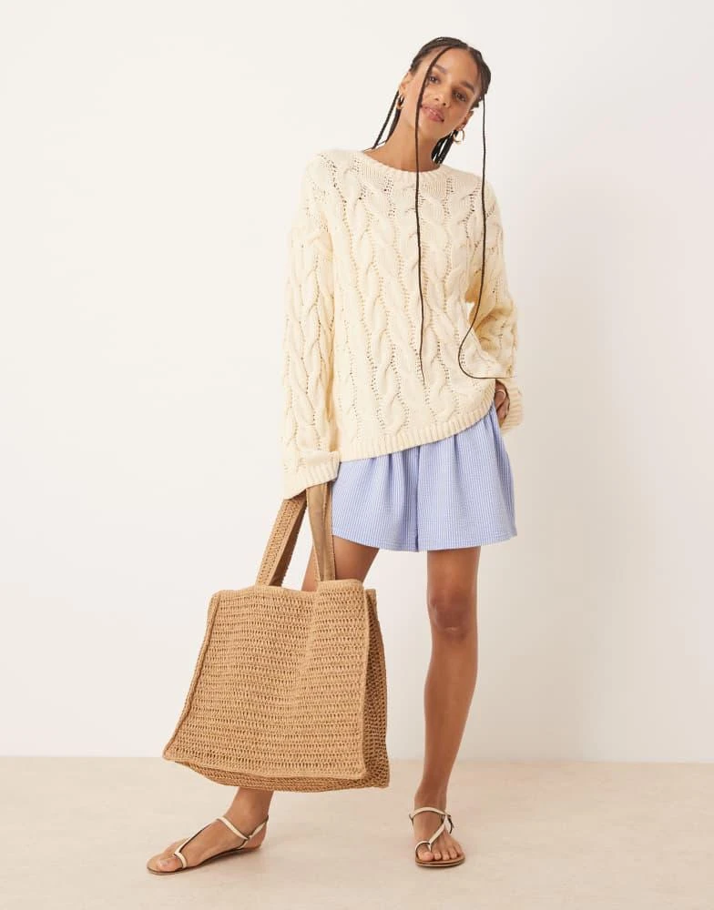 GINA TRICOT Gina Tricot oversized cable knit sweater in butter yellow 1