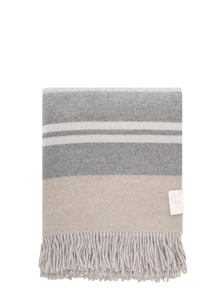 Brunello Cucinelli Brunello Cucinelli Colour-Block Fringed Blanket 1
