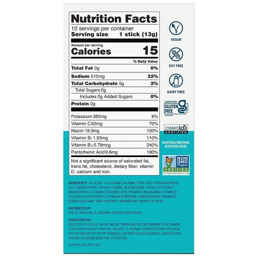 Liquid I.V. Hydration Multiplier - Sugar Free Electrolyte Drink Mix White Peach, 10ct 4
