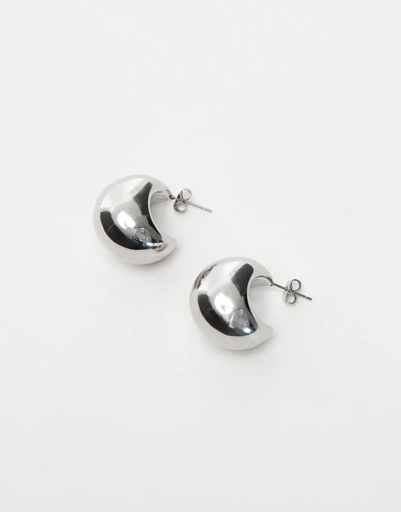 Topshop Topshop Sammy waterproof stainless steel dome earrings in silver tone 2