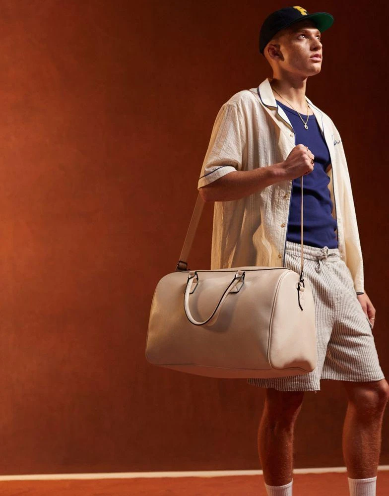 ASOS ASOS DESIGN faux leather holdall in ecru 4