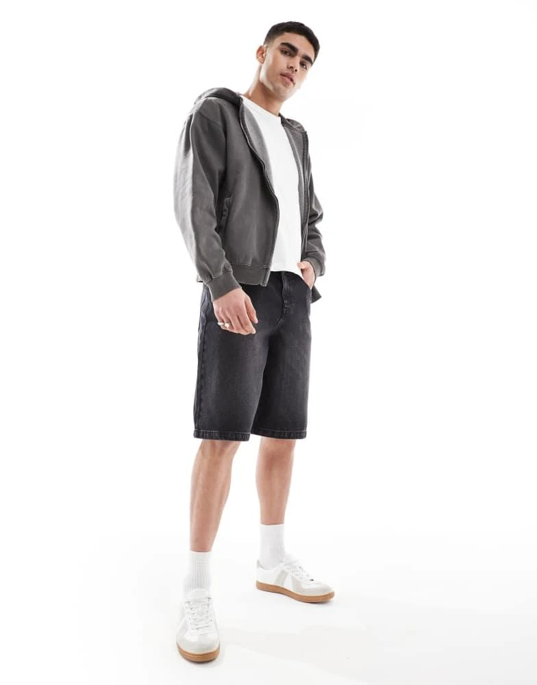ASOS ASOS DESIGN longer length denim jort in washed black 1