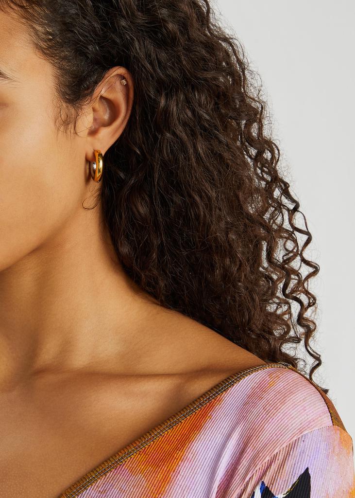 FALLON Two-tone 18kt gold and rhodium-plated hoop earrings