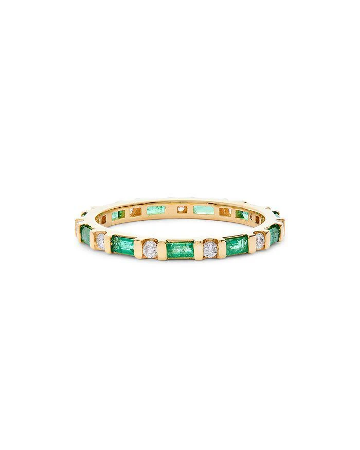 Bloomingdale's Fine Collection Emerald & Diamond Eternity Band in 14K Yellow Gold 3