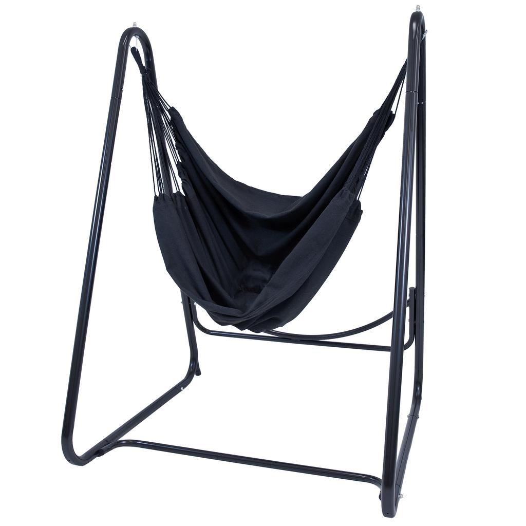 Sunnydaze Indoor or Outdoor Hammock Chair with A-Frame Steel Stand - Anti-Tip Feet for Stability - Black