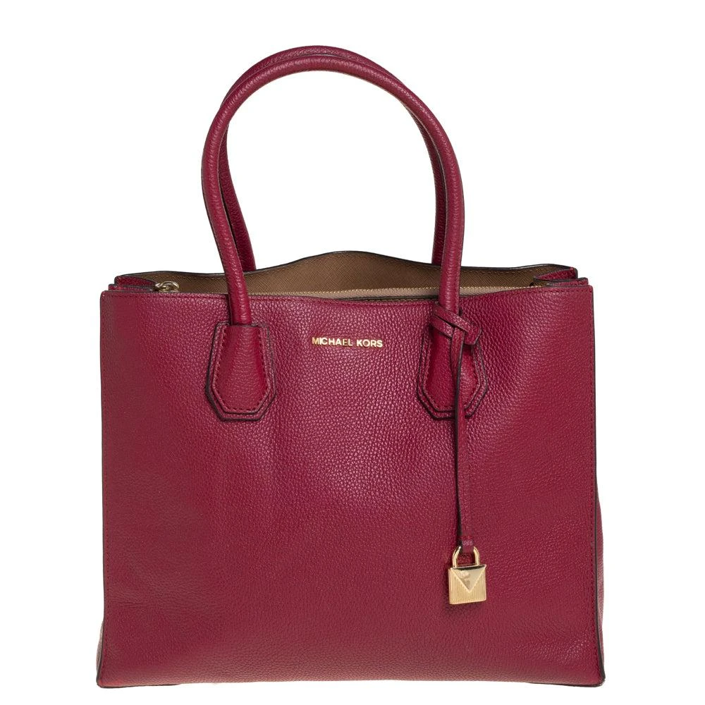 Michael Kors  Burgundy Grained Leather Large Mercer Tote 1