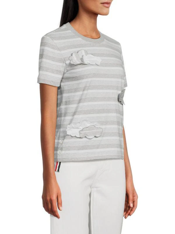 Thom Browne Cloud Appliqué Striped Cotton T-Shirt 3