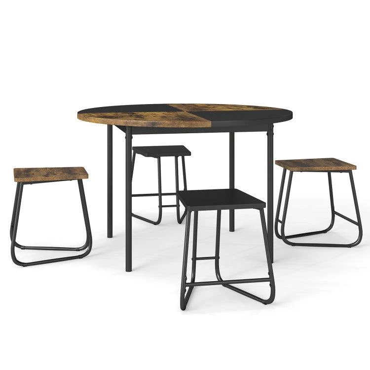 Hivvago 5-Piece Dining Set for 4 47 Inch Round  Kitchen Table and 4 Stools