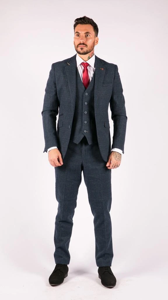 Shop Carnegi Piece Navy Blue Suit Check Tweed on Sale at