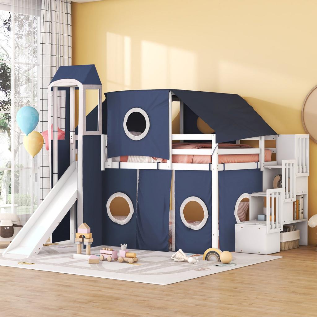 Streamdale Furniture Streamdale Full Size Loft Bed with Tent and Tower