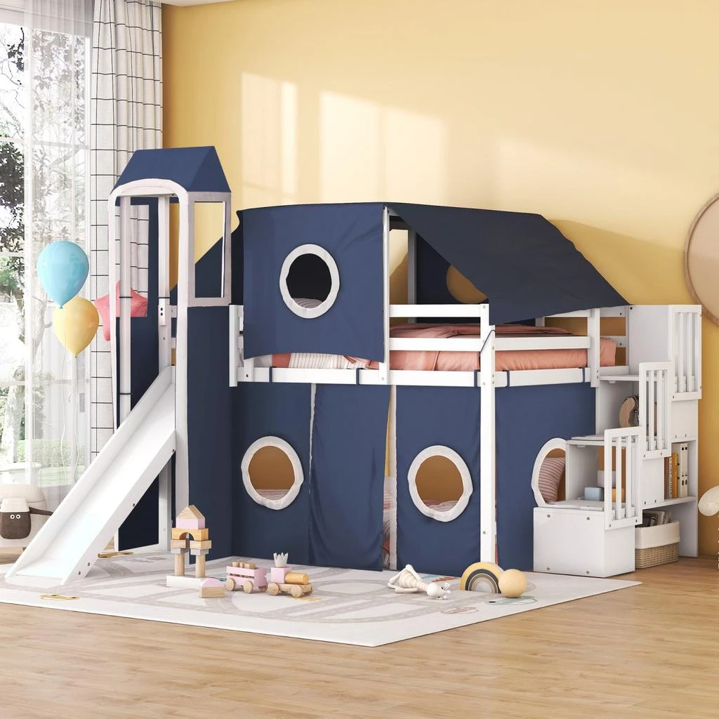 Streamdale Furniture Streamdale Full Size Loft Bed with Tent and Tower 1