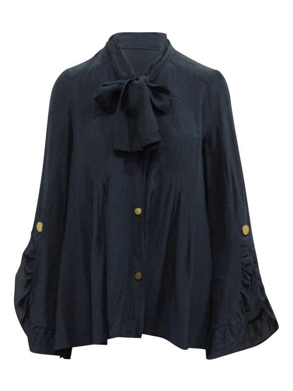PETER PILOTTO Long Sleeve Silk Bow Blouse