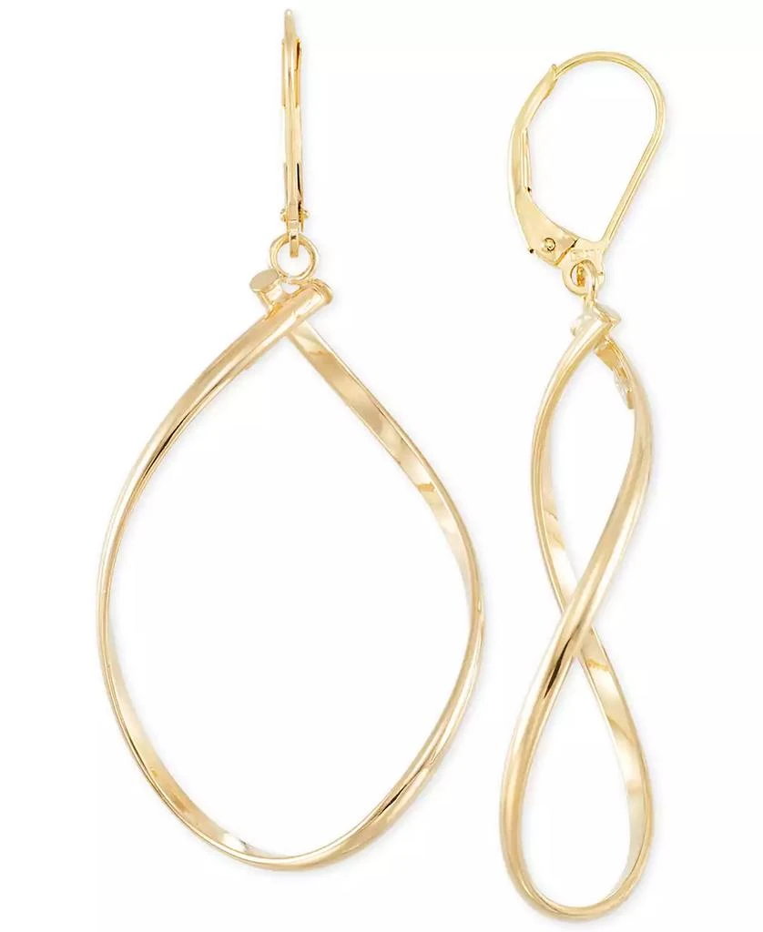 Italian Gold Polished Twist Illusion Drop Earrings in 14k Gold 1