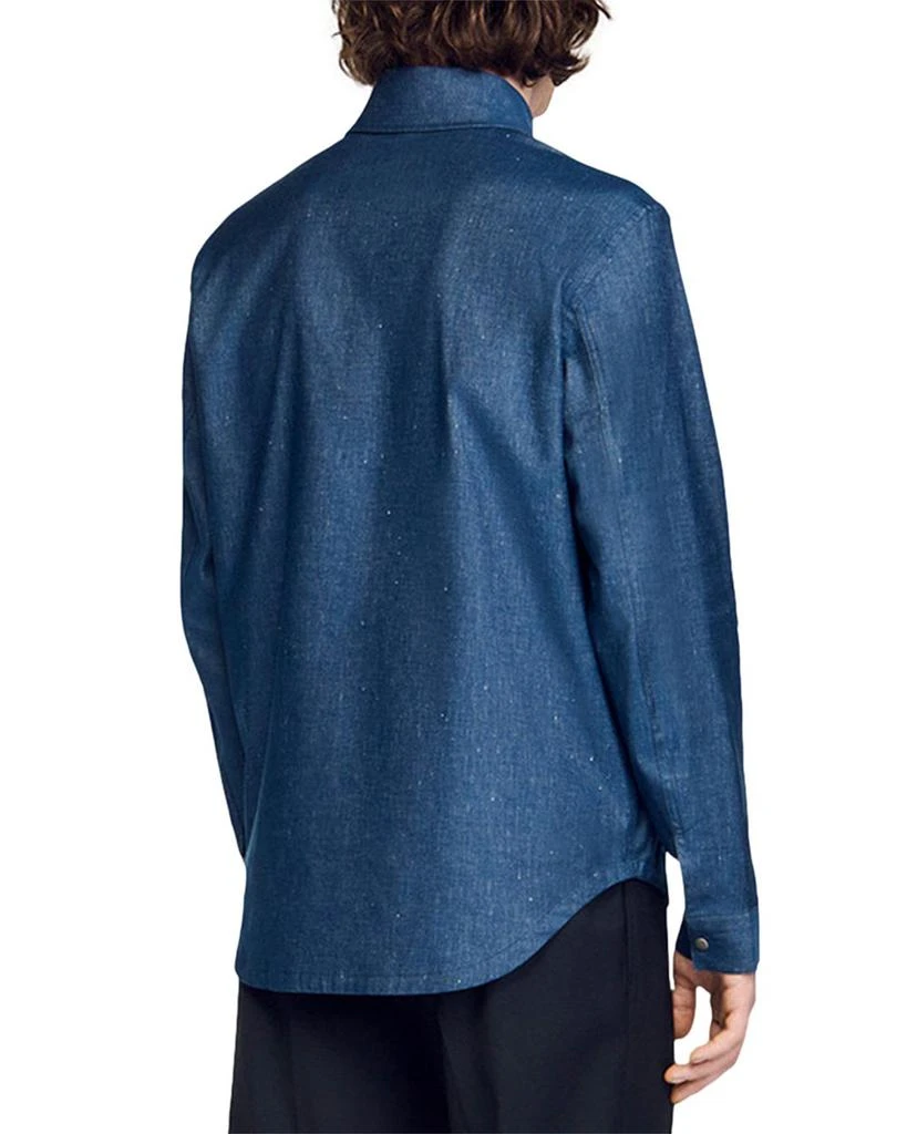 Sandro Denim Effect Cotton and Linen Shirt 4