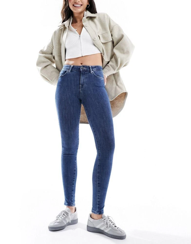 ONLY ONLY pushup skinny jeans in dark blue denim 4