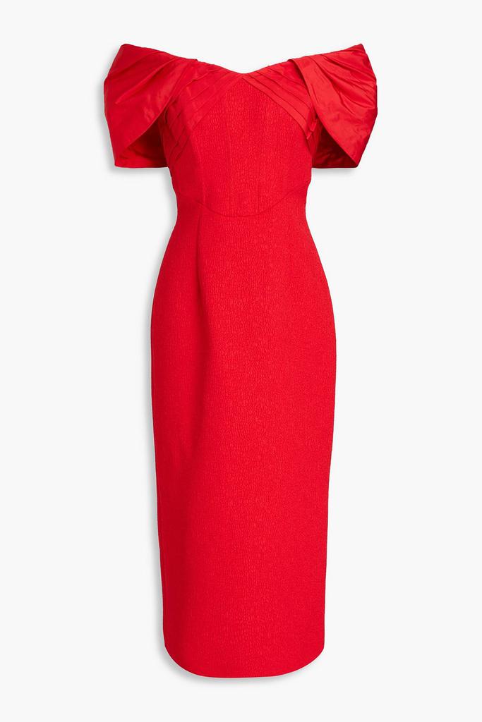 REBECCA VALLANCE Chiara off-the-shoulder cloqué and taffeta midi dress