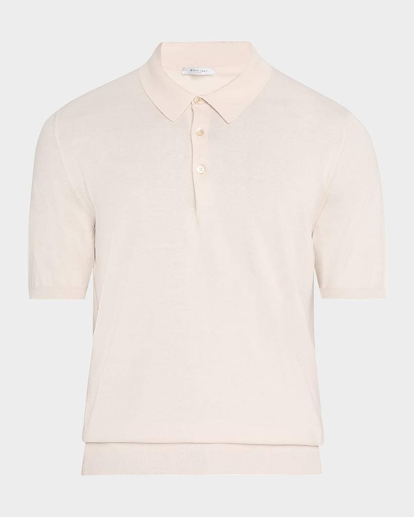 BOGLIOLI Men's Garment-Washed Cotton Polo Shirt