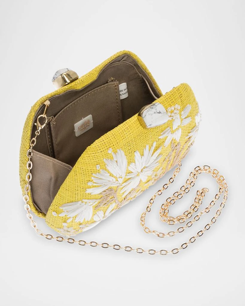 Rafe Tamu Flower Raffia Clutch Bag 4