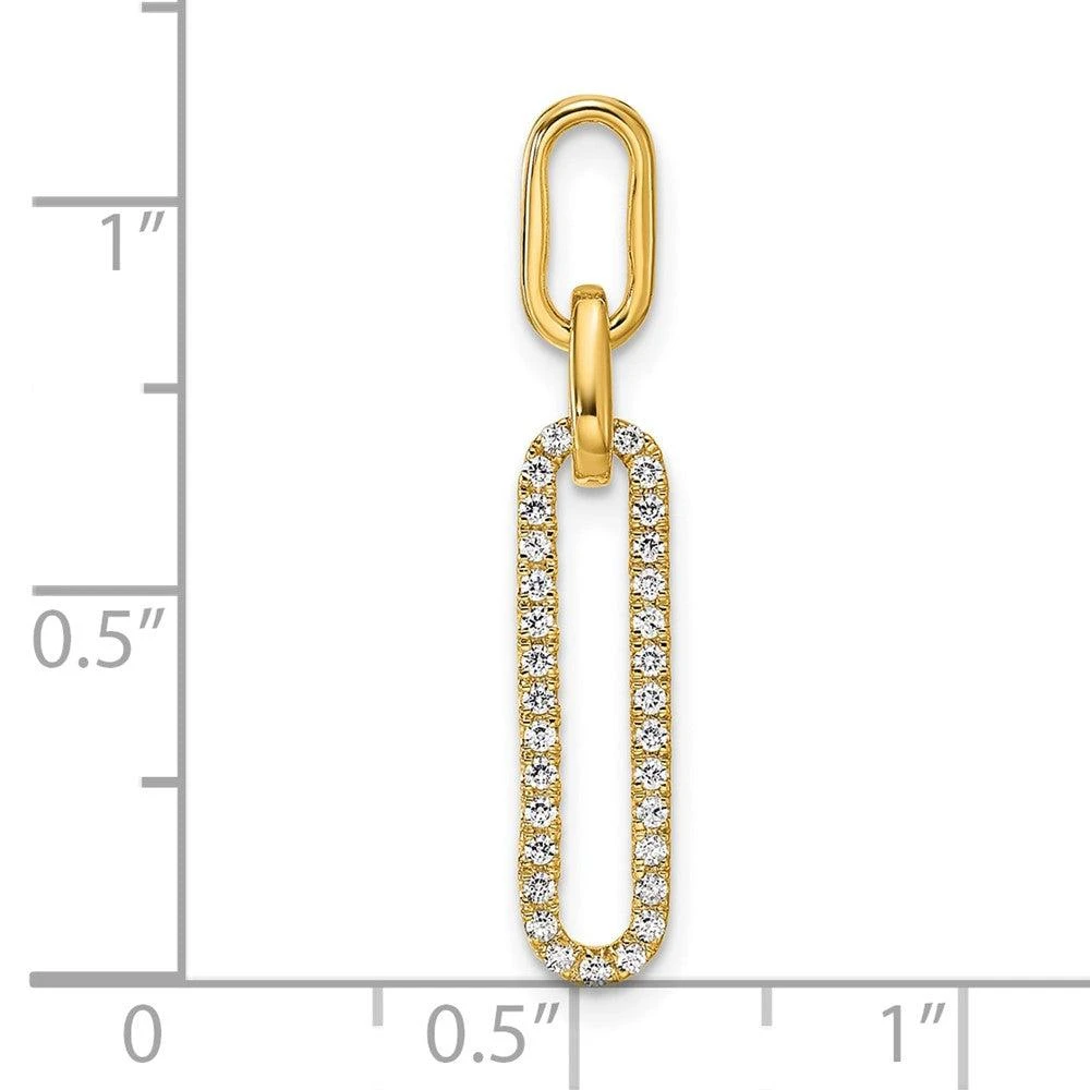 Diamond2Deal 14k Yellow Gold Polished 1/6 carat Diamond Paperclip Link Pendant 3