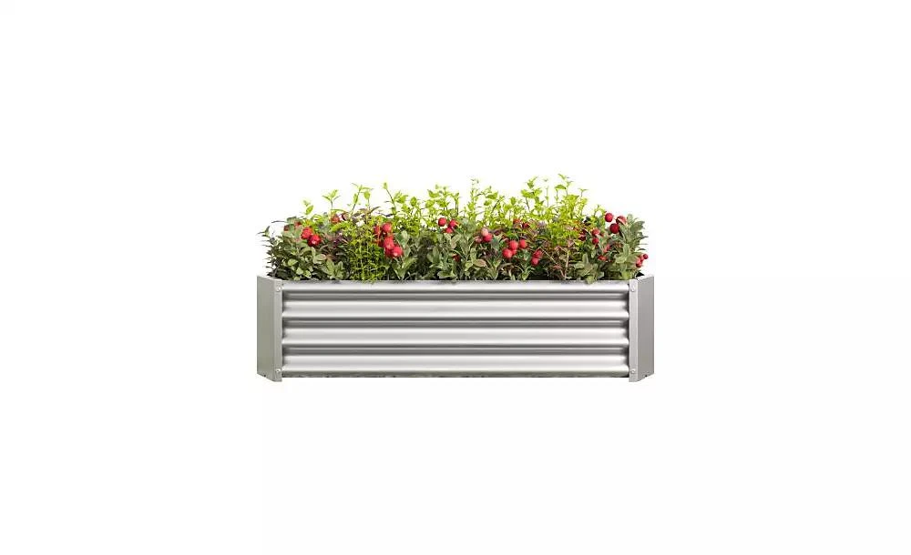 Flynama Metal Raised Garden Bed Rectangle Raised Planter 4ft L x 2ft W x 1ft H for Flowers Vegetables Herb Silver 8
