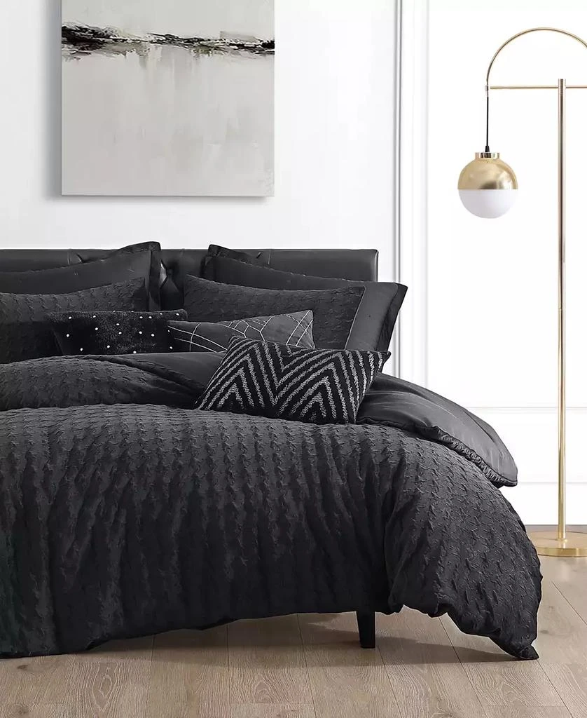 Karl Lagerfeld Paris Velvet Houndstooth 3 Piece Duvet Cover Set 1