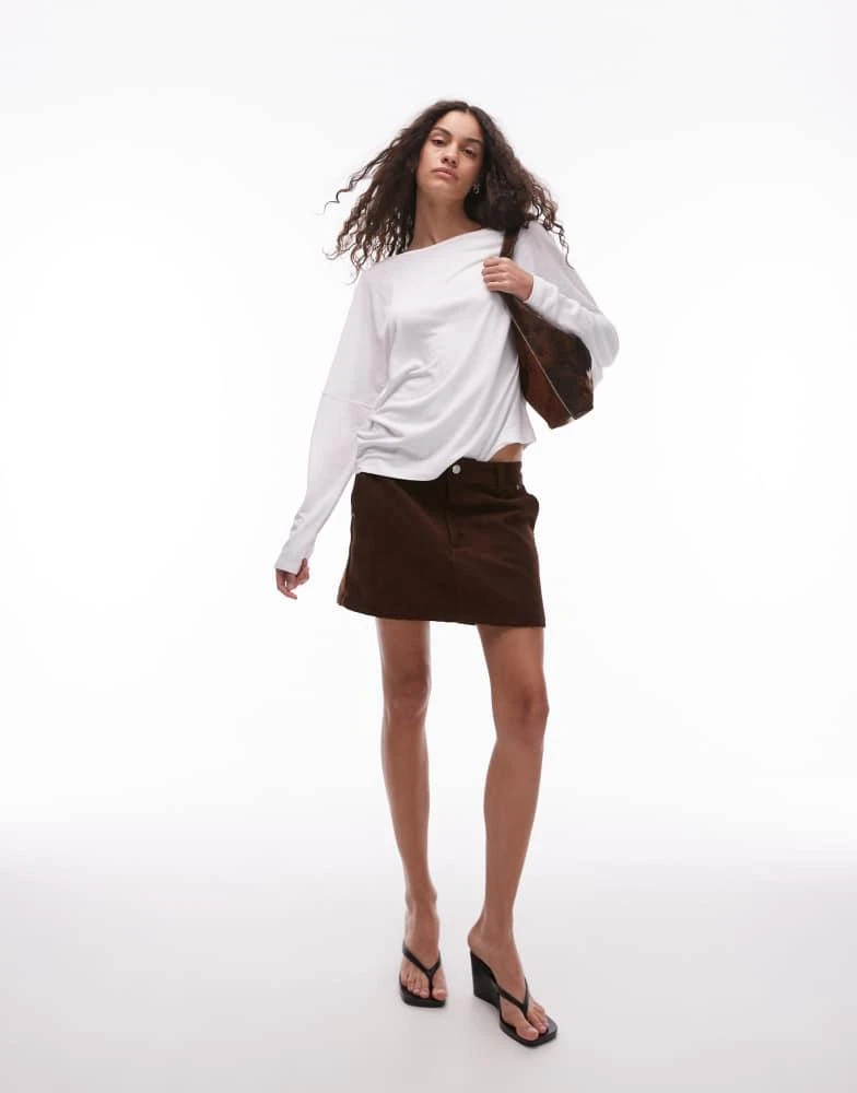 ARKET ARKET linen blend relaxed top with seamed long sleeves in white 4