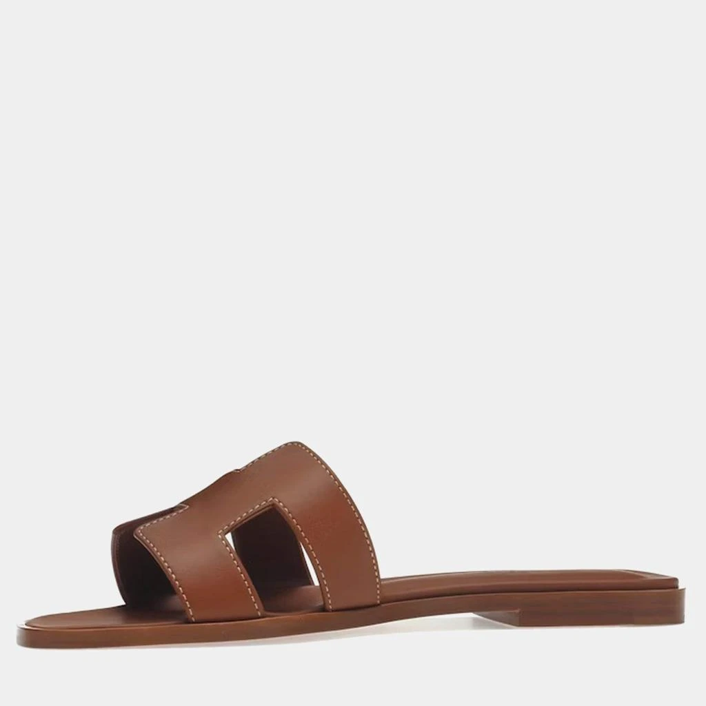 Hermes Hermes Brown Calfskin Leather Oran Sandal 37 2