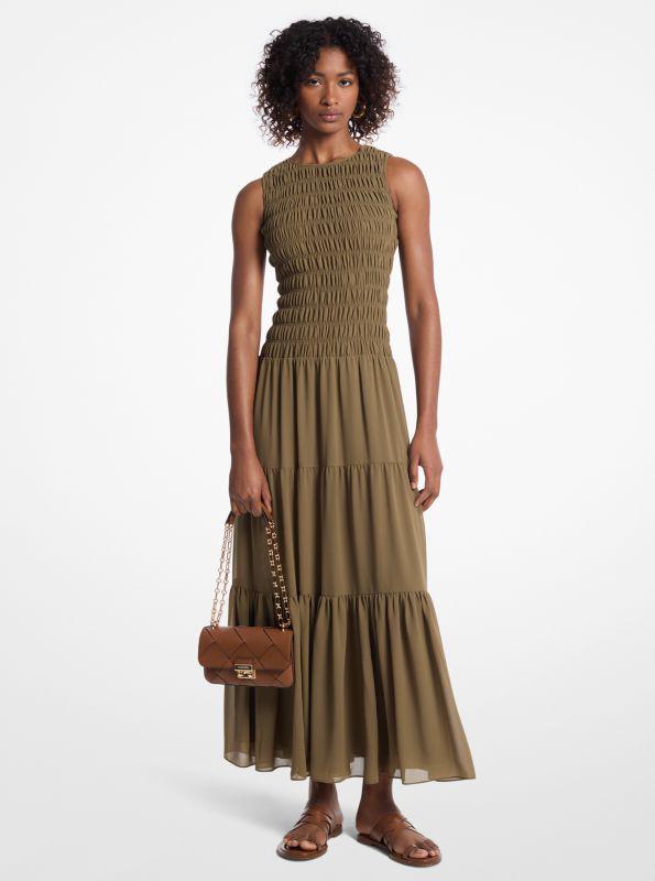 Michael Kors Smocked Georgette Tank Dress